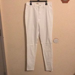 High waisted white jeans